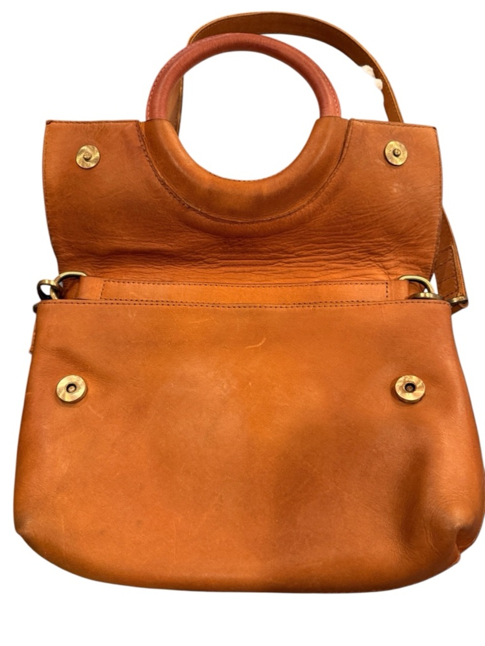 Able Vintage Tan Leather Fold-over Shoulder Messenger Bag - Picture 6 of 8